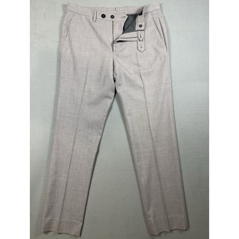 Peter Millar Collection Men's 36L Gray Wool Dress Pants Flat Front Trousers